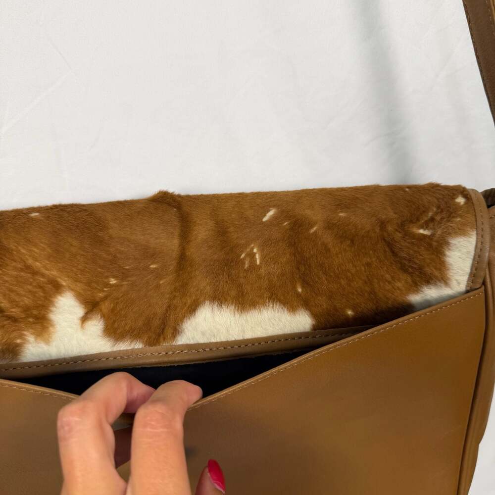 LongRope Brown Leather and Cowhide Hair-on-Hide Messenger Bag - Picture 4 of 9